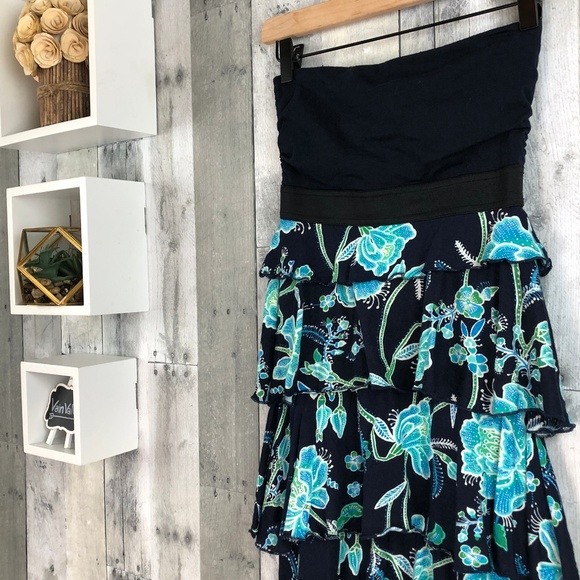 2/$20 Express | Strapless Floral Ruffle Dress - Picture 2 of 5